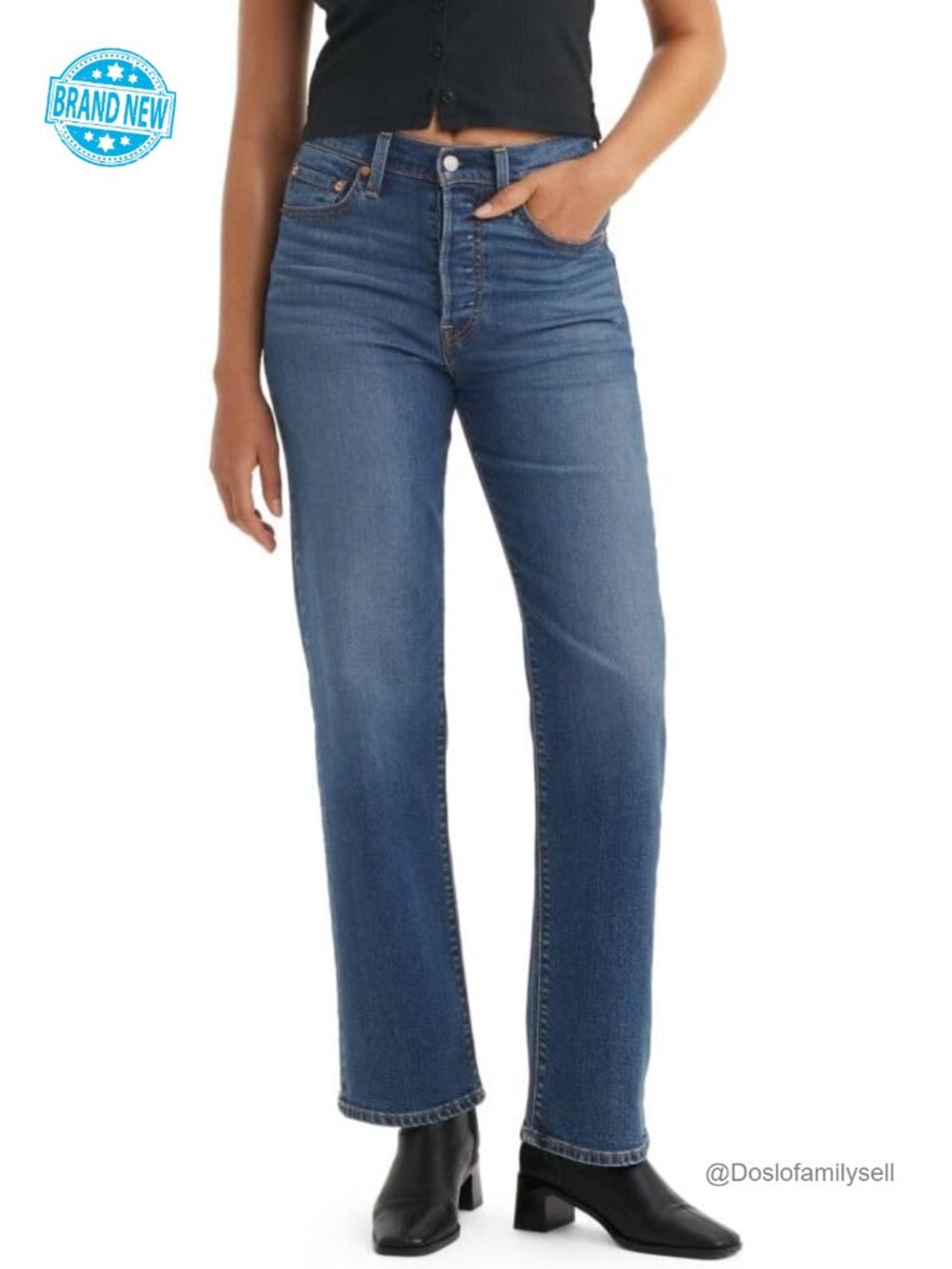 Ribcage Straight Full Length Jeans, High Rise Straight Leg, 32" Inseam